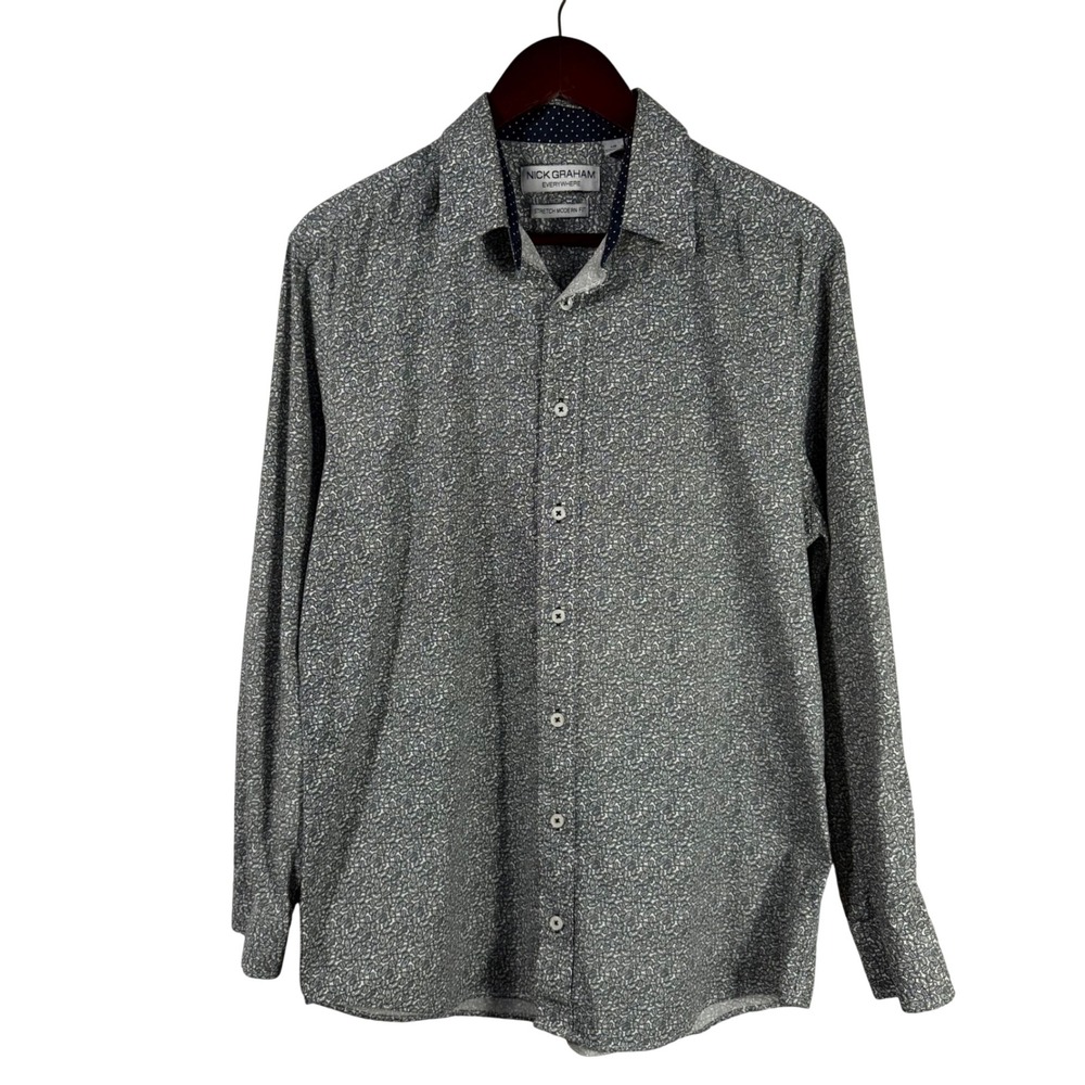 Nick Graham Everywhere Stretch‎ Modern Fit Paisley Button-Down Shirt – Men's L